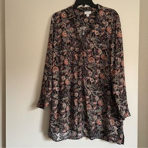 J. Jill Women’s Tunic Paisley Print Top W/ pockets Size Large.
